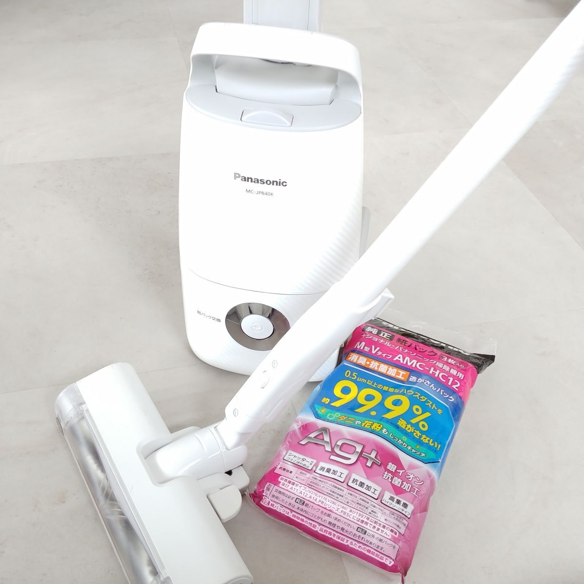【☆動作確認済☆】Panasonic パナソニック 掃除機 MC-JP840K ホワイト 清掃 家電 純正 紙パック M型Vタイプ AMC-HC12 1円スタート MA450
