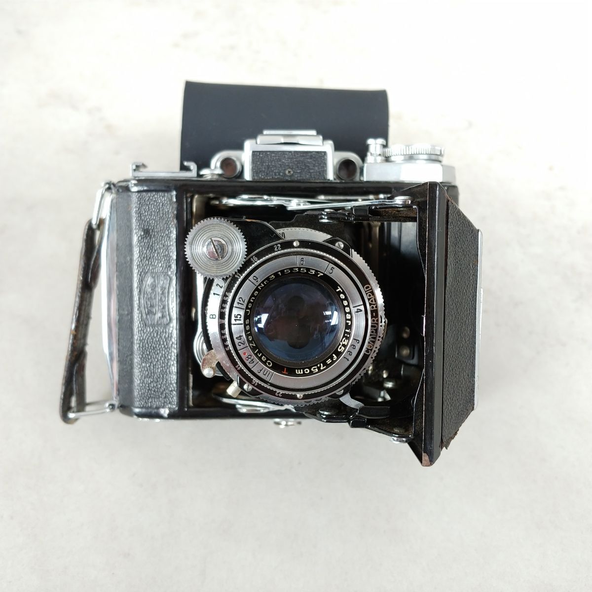 【☆1円スタート☆】ZEISS IKON ツァイス イコン Tessar 1:3.5 f=7.5cm レトロ 中判 蛇腹 フィルム カメラ レザーケース付 SA3060の画像2