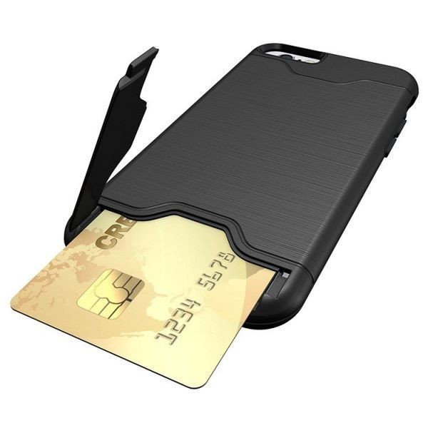 iPhone 7 Plus 多機能 ハード ケース シャンパン 検) ICカード 収納 ポケット カード 収納 アクセサリー レイヤード バンパー 耐衝撃_画像2