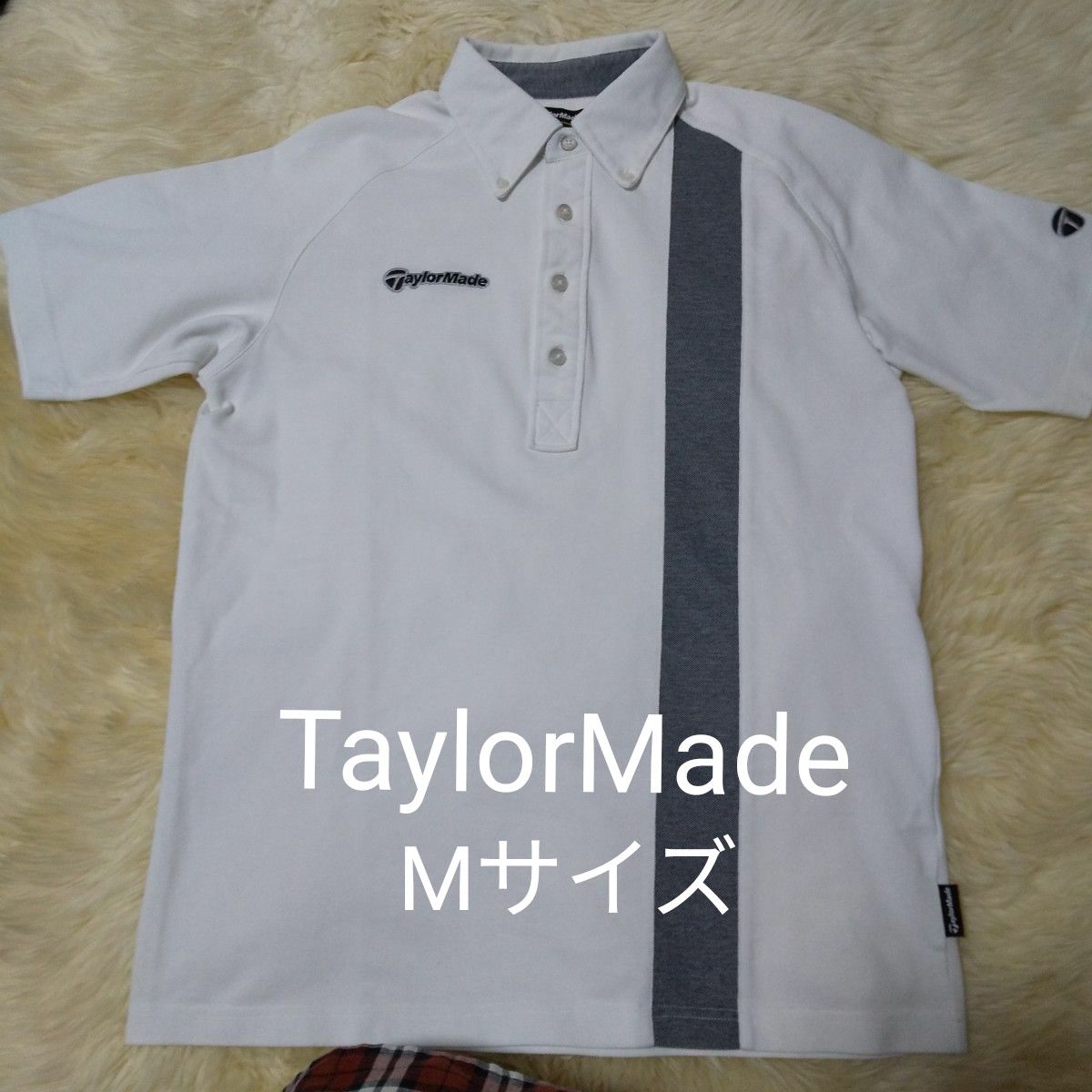 TaylorMade　メンズ　ボタンダウン　半袖ポロシャツ　Mサイズ　ホワイト