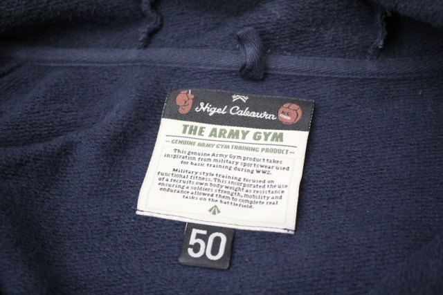 【Nigel Cabourn】ナイジェル ケーボン　スウェット　フーディー　THE　ARMY　GYM　ミリタリー　USED　50　Lサイズ　メンズ　紺_画像8