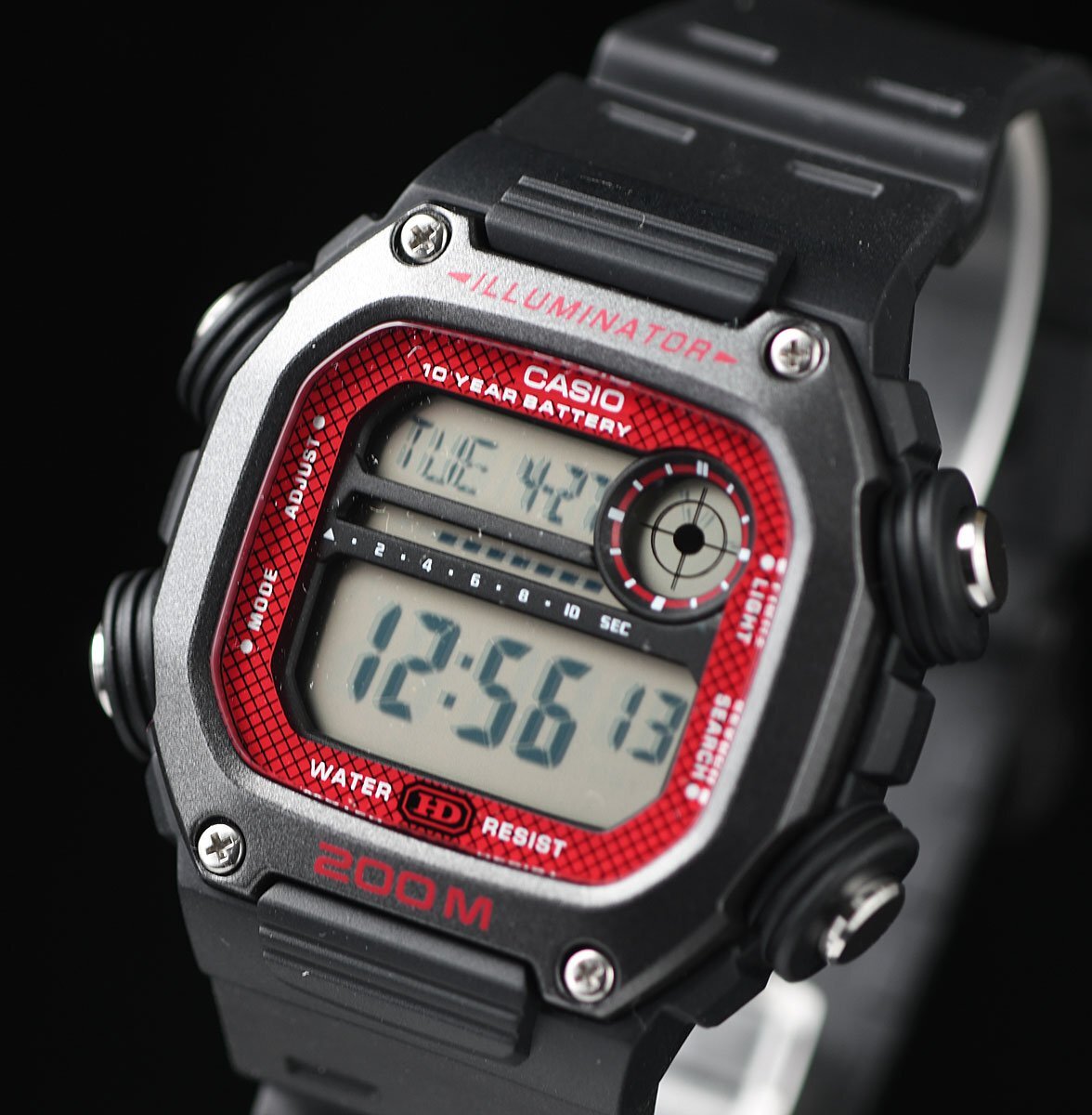 新品1円 逆輸入カシオ 最新作 10年電池搭載 200m防水 レッド ワールドタイム＆クロノグラフ 腕時計 新品 CASIO メンズ 日本未発売の画像8