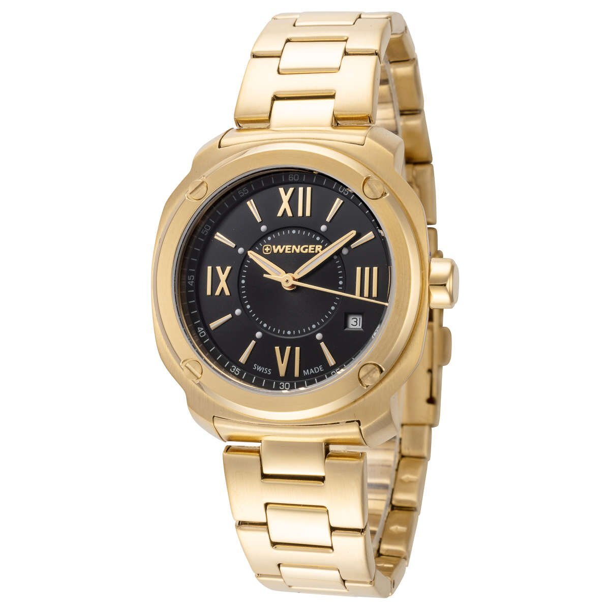 新品1円 ウエンガーWENGER黄金のスイス製時計 100m防水 視認性高くシンプルで飽きの来ないデザインSWISS MILITARY ボーイズ 腕時計_画像2