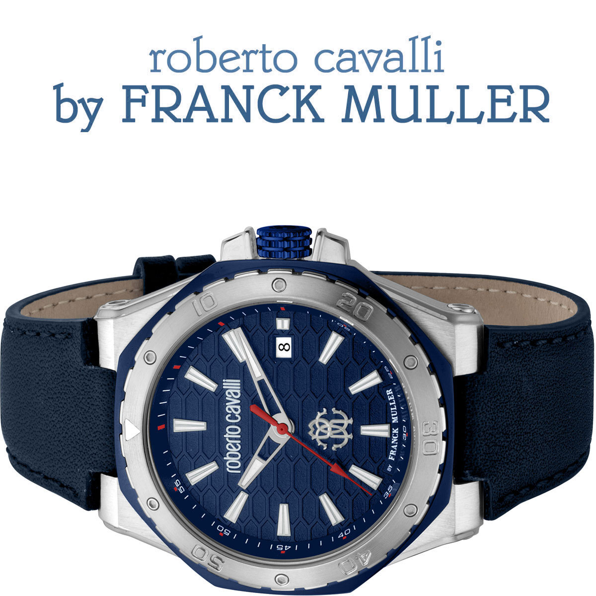 フランクミュラー＆ロベルトカヴァリWネーム100m防水【roberto cavalli BY FRANCK MULLER】腕時計スイス製 メンズ 新品 本物 本革ベルト_画像1