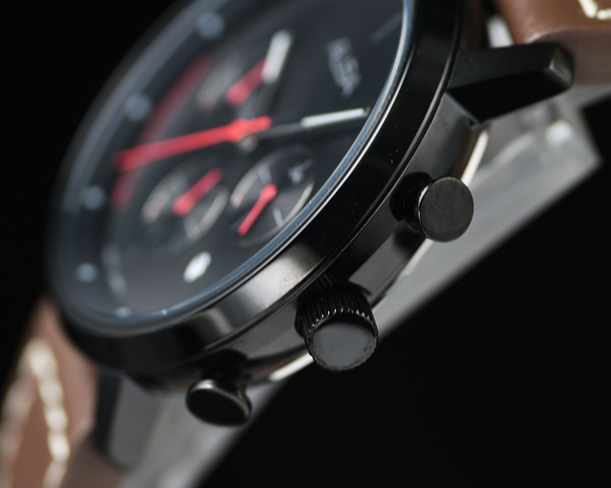 新品1円 セイコーALBA 逆輸入 50m防水 クロノグラフ 本革ベルト ブラック＆ブラウン メンズ 入手困難 アルバ 日本未発売 SEIKO 腕時計の画像9