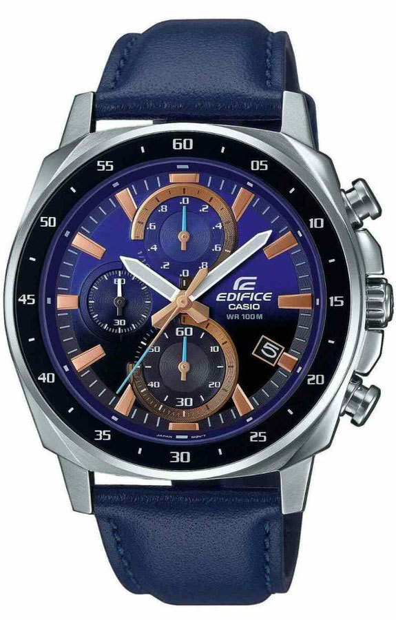  new goods 1 jpy Casio reimport EDIFICE Edifice beautiful blue gradation 100m waterproof chronograph wristwatch unused CASIO men's 1 start 