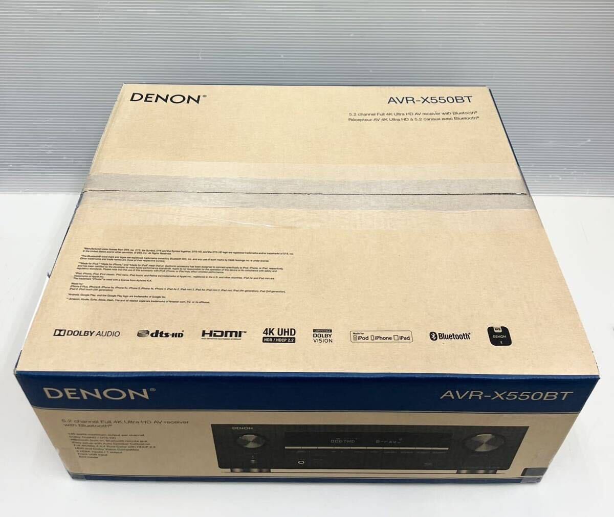 DK◆ 未使用品 Denon デノン AVR-X550BT AVレシーバー 2022年購入 5.2ch Dolby TrueHD/DTS:HD/Master Audio対応 エントリークラス ブラック_画像2