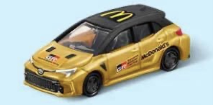 マクドナルド ハッピーセット トミカ 日野はしご付消防車1点＋トヨタ GRカローラ マクドナルド仕様 ゴールド3点 計4点 オマケシール菓子付の画像1