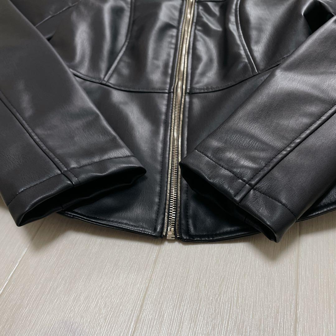ザラ ZARA ノーカラージャケット フェイクレザー ブラック 黒 ザラ ZARA ノーカラージャケット フェイクレザー ブラック 黒