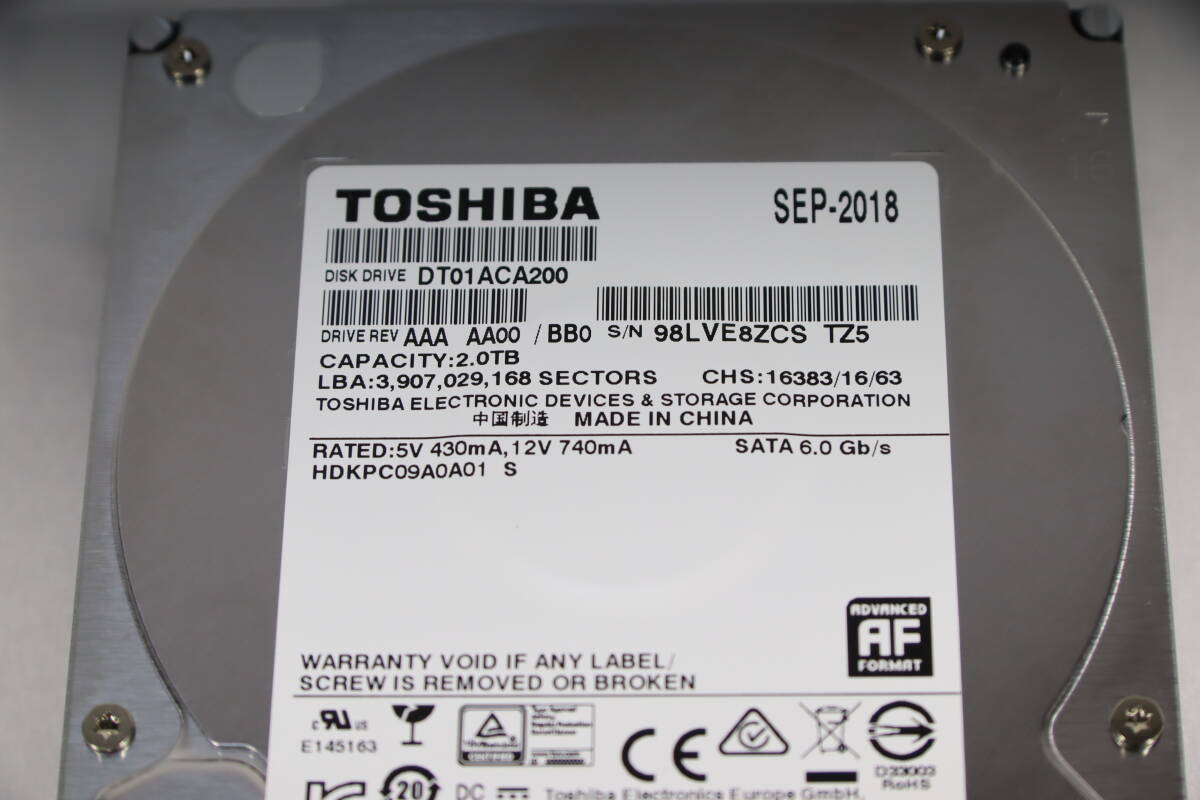 TOSHBA 東芝 DT01ACA200＋DT01ABA100V 3.5インチ HDD 2TB＋1TB 現状品の画像4