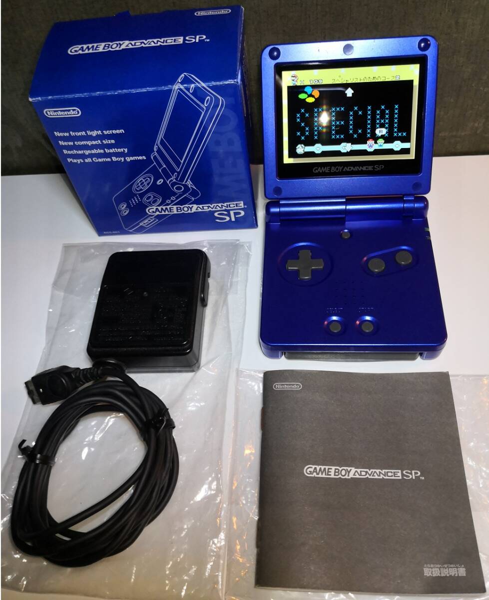 [ original completion goods / newest IPS screen ]GBASP azulite blue box * manual * completion goods Game Boy Advance + IPS body /ORIGINAL GAMEBOY ADVANCE.GENUINE/