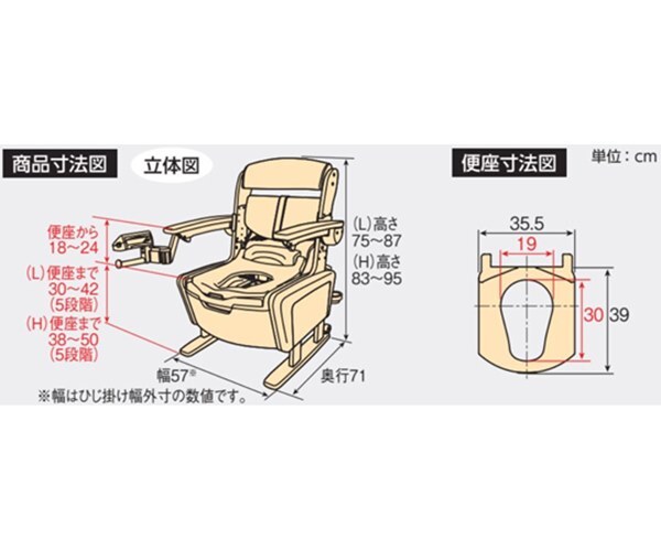 東ハ:新品未使用【アロン化成】安寿 家具調トイレ AR-SA1 シャワピタ H はねあげ 533-816 シャワー・暖房・脱臭・温風乾燥搭載 ★送料無料_画像6