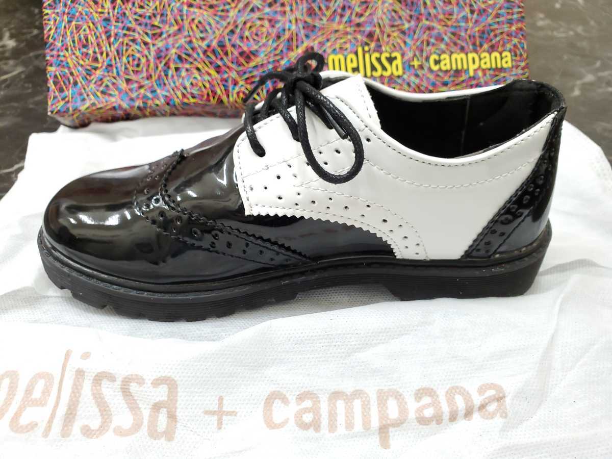 【着用1回】メリッサ カンパーナ melissa ＋campana エナメル パンプス 22.5㎝ 35サイズ 白 黒 レディース靴 ブランドシューズ 箱有 現状品