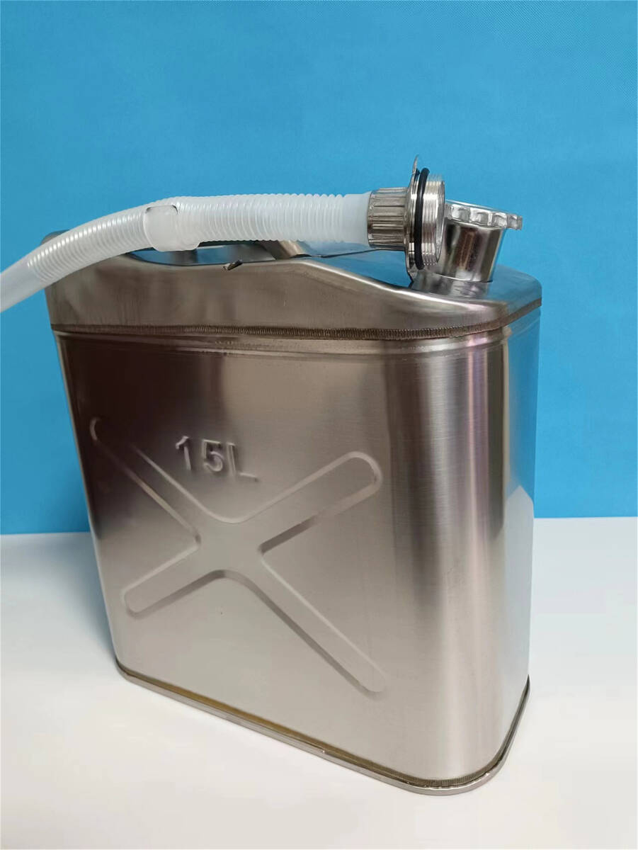 15L 縦型 軽油桶 灯油ガソリン タンク灯油缶携行缶 ステンレス鋼  シルバーの画像2