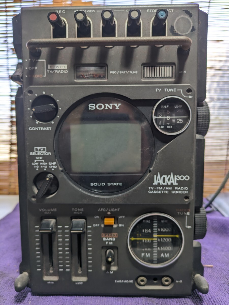 レトロ SONY ソニー JACKAL ジャッカル 300 ラジカセ 白黒TV- AM FM ラジオ RADIO カセット FX-300の画像1