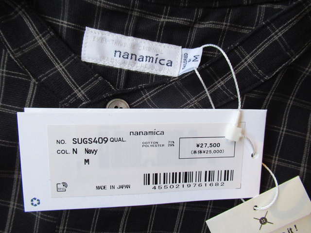 2024SS nanamica Band Collar Panama Plaid Shirt サイズM 2024SS nanamica Band Collar Panama Plaid Shirt サイズM