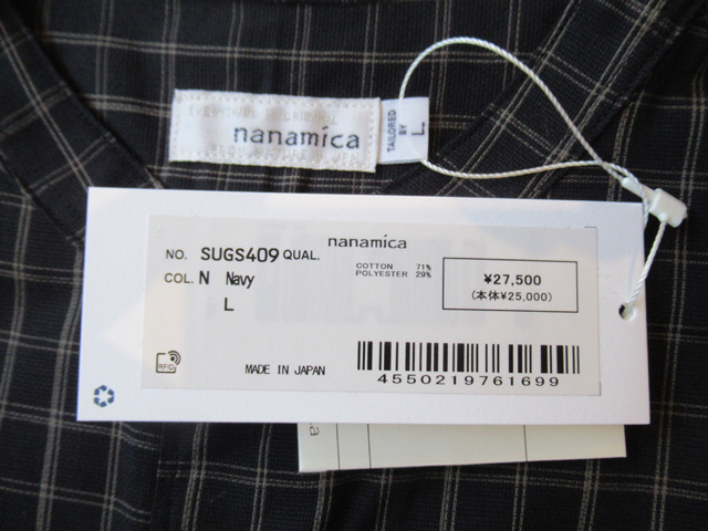 2024SS nanamica Band Collar Panama Plaid Shirt サイズL 2024SS nanamica Band Collar Panama Plaid Shirt サイズL