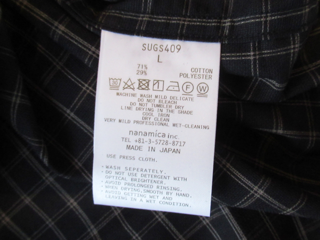 2024SS nanamica Band Collar Panama Plaid Shirt サイズL 2024SS nanamica Band Collar Panama Plaid Shirt サイズL