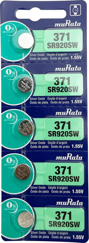 SR920SW(371) 時計用酸化銀電池 1シート 5個入り 村田製作所 MURATA 逆輸入品 新品未使用 送料無料☆の画像1