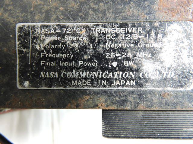 NASA 72GX TRANSCEIVER トランシーバー DC 12.5-13.8 Volt 通電確認OK 中古 ジャンクの画像6