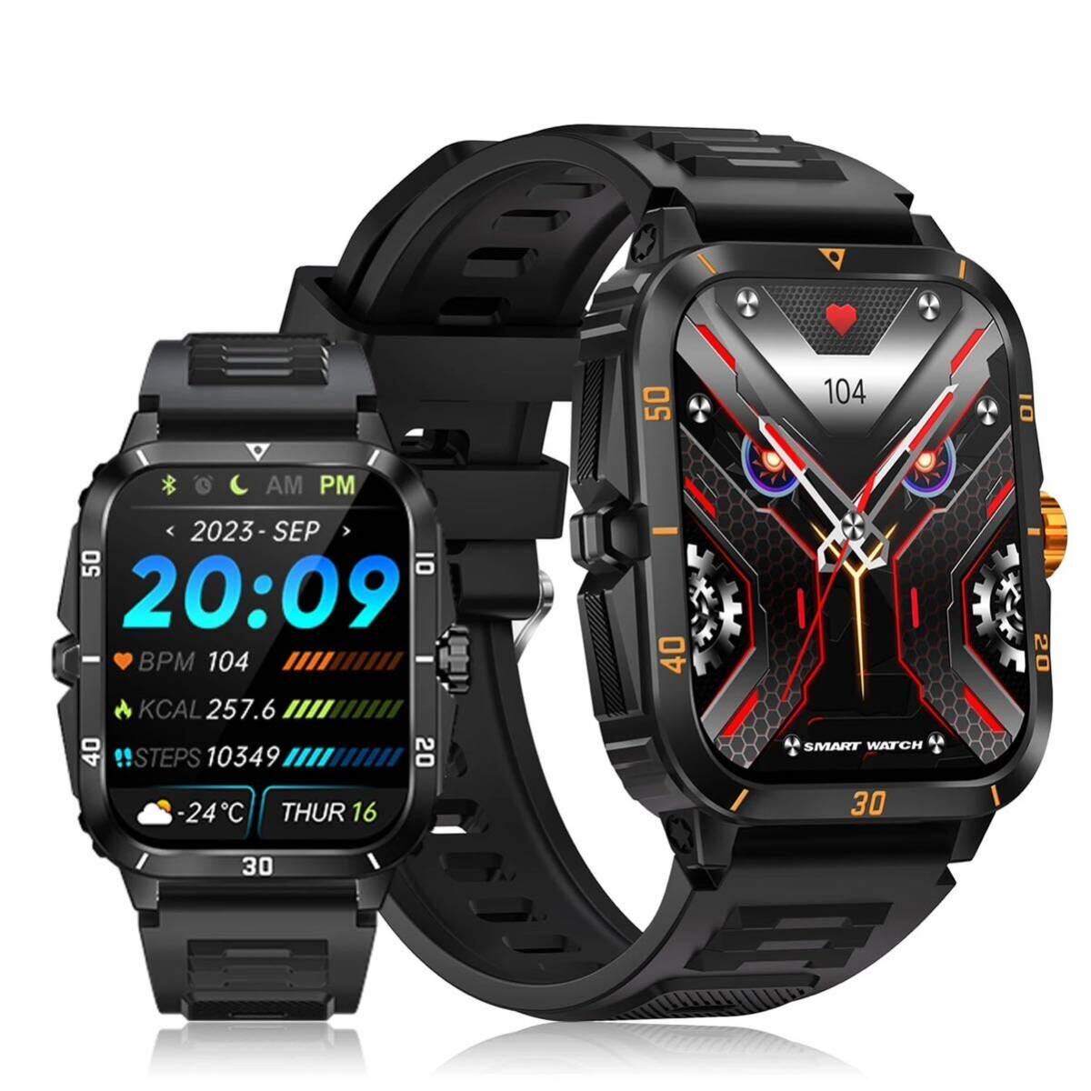 [ immediate payment ] new goods smart watch Black Raver silicon belt Bluetooth army for standard military model telephone call with function waterproof arrival health control 