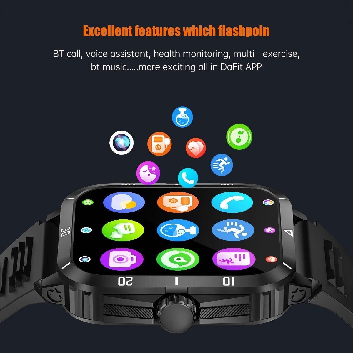 [ immediate payment ] new goods smart watch Black Raver silicon belt Bluetooth army for standard military model telephone call with function waterproof arrival health control 