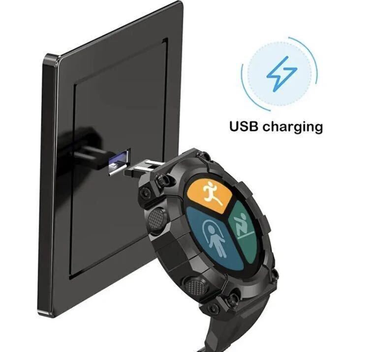 【即納】最新型 新品 スマートウォッチ SPORTS GEAR 黒 Bluetooth キャンプ アウトドア 防水 タフ 時計 デジタル スポーツギア_画像4
