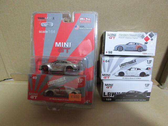 MINI GT 49 LB☆Works GT-R Satin Silver / 64 LB☆Works GT-R White / 98 Pandem GT-R / 169 LB-Silhouette WORKS 35GT-RR Matte Black_画像1