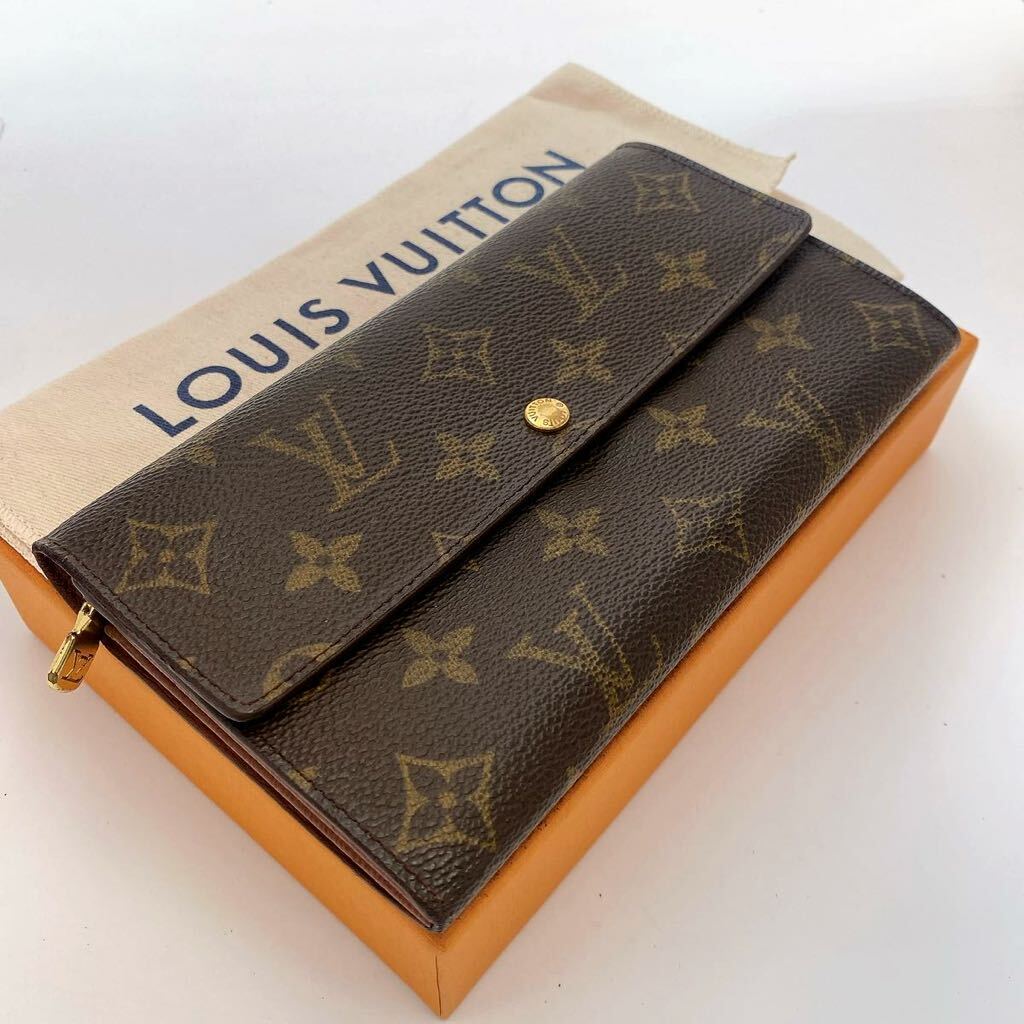 H805【ほぼ極美品】LOUIS VUITTON ルイ・ヴィトン ポルトフォイユ・サラ モノグラム 長財布 二つ折り財布 カード入れ×2の画像1