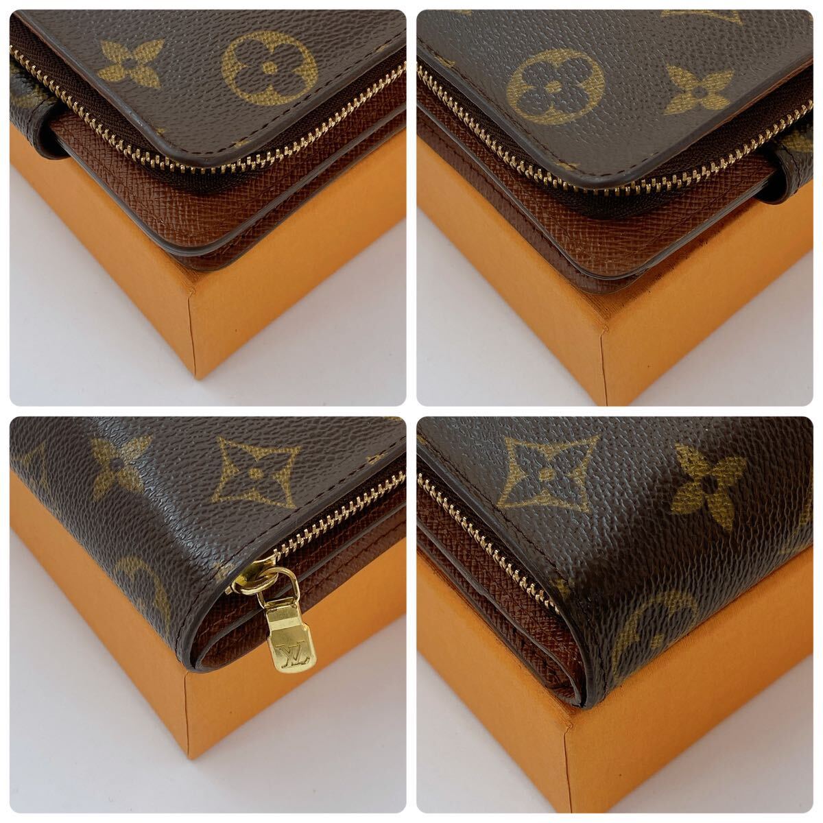 H0825【ほぼ極美品】 Louis Vuitton ルイヴィトン モノグラム コンパクトジップ 二つ折り財布 M61667 ユニセックス の画像9