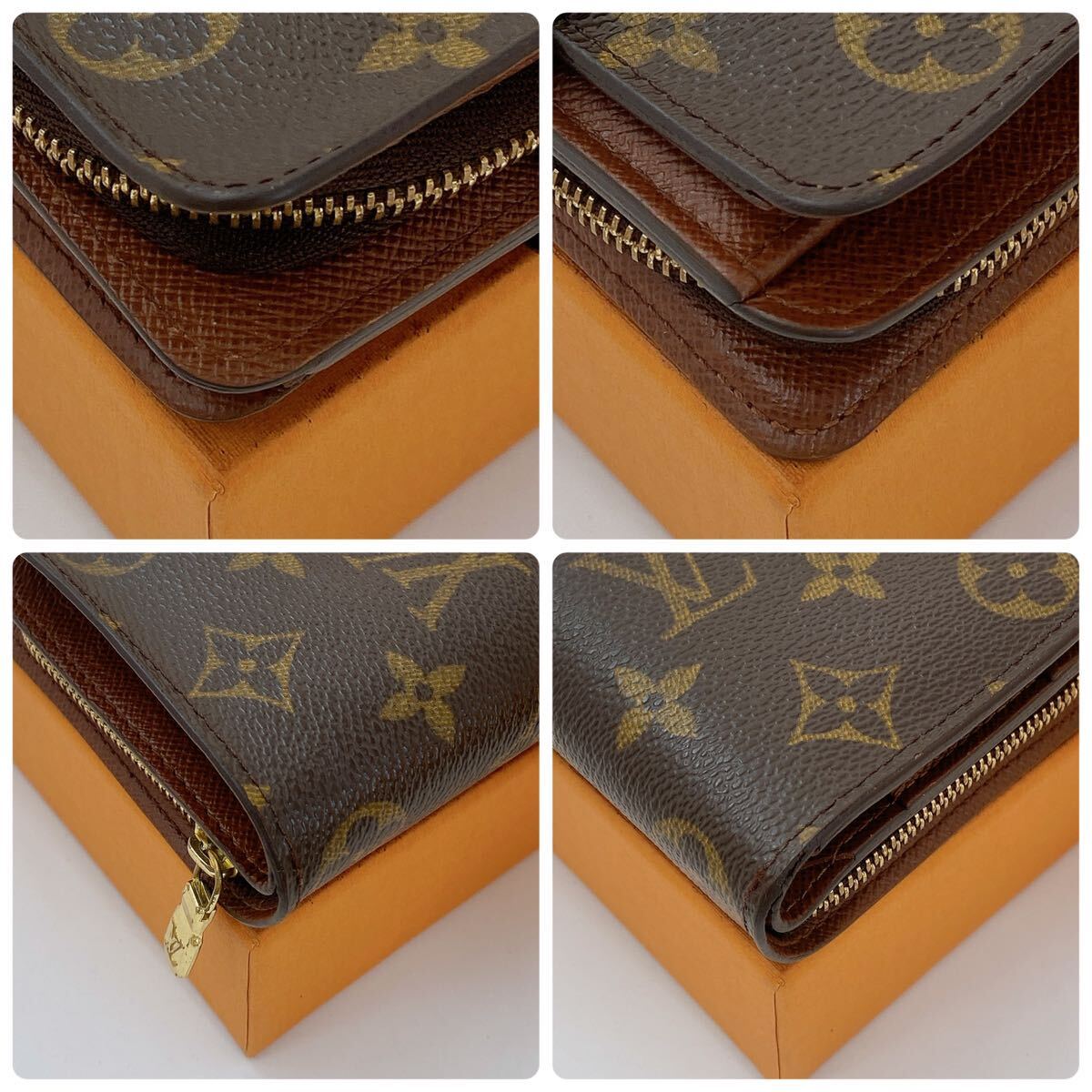 H0825【ほぼ極美品】 Louis Vuitton ルイヴィトン モノグラム コンパクトジップ 二つ折り財布 M61667 ユニセックス の画像10