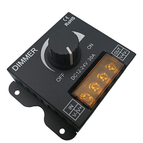 DV12-24V 30A LED 調光器 ディマースイッチ コントローラー 無段階 減光調整 小型 調光ユニット LEDテープや照明にの画像2