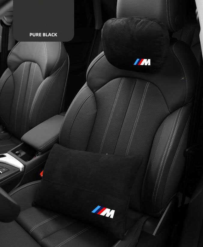 ★新品★BMW M★首枕 スエードネックパッド 腰クッション スエード 2Pセット★ブラック★_画像1