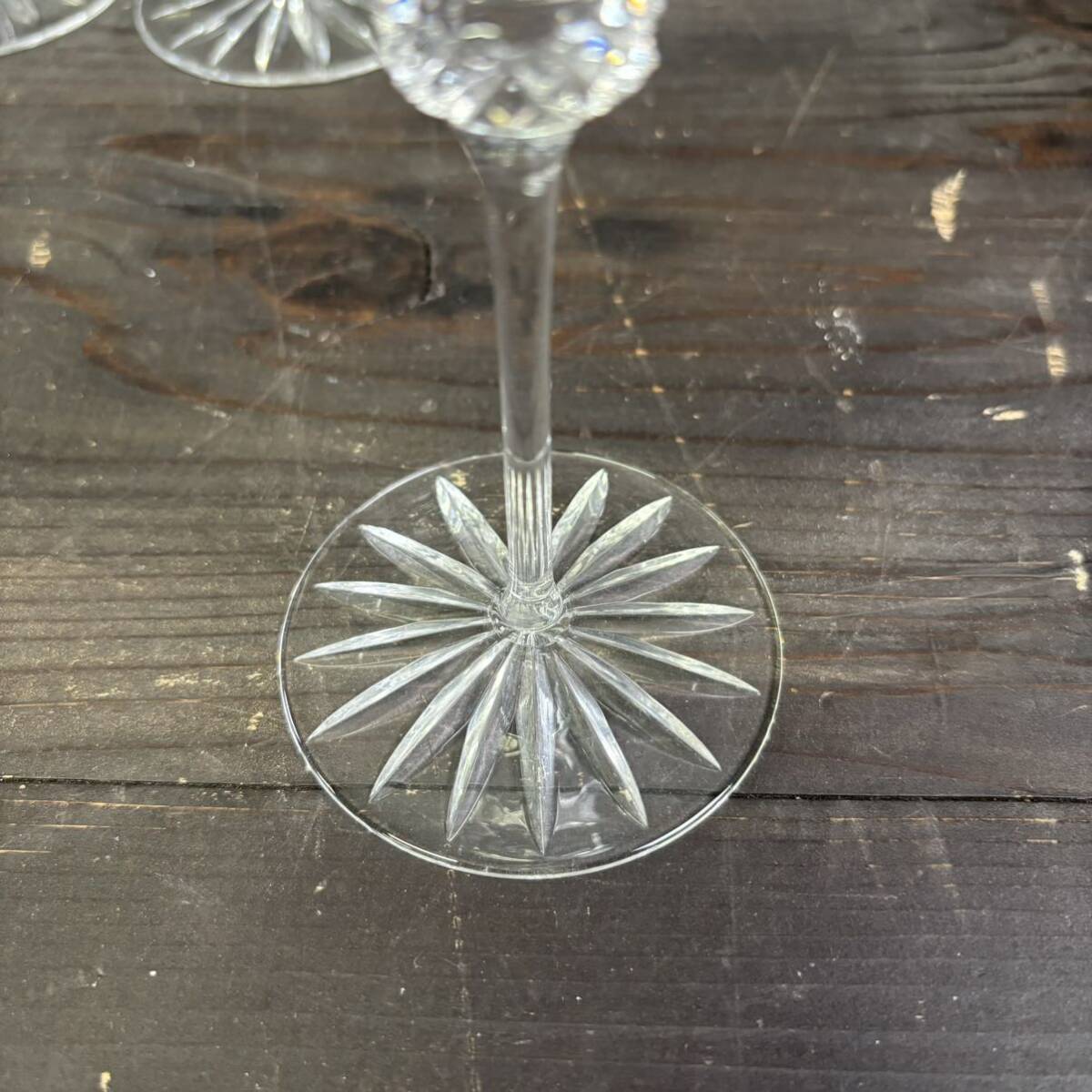 e4538 ワイングラス CRISTAL DONAU ガラス 4客セット お洒落 酒 花柄 クリスタ ル・ドナウ ハンガリー製の画像7