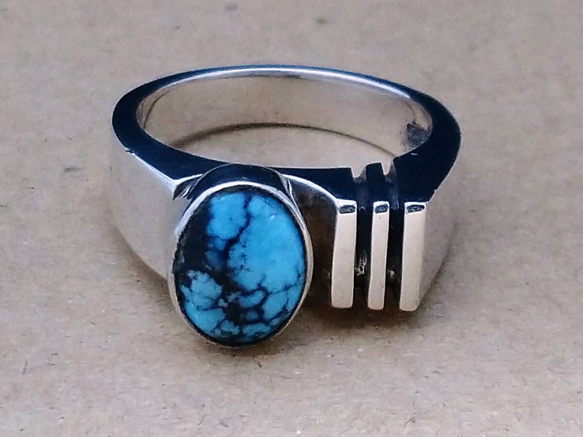 500円スタート！ ナバホ族 turquoise ring ターコイズリング 17.5号 ホピ ズニ イスレタ インディアンジュエリーの画像1