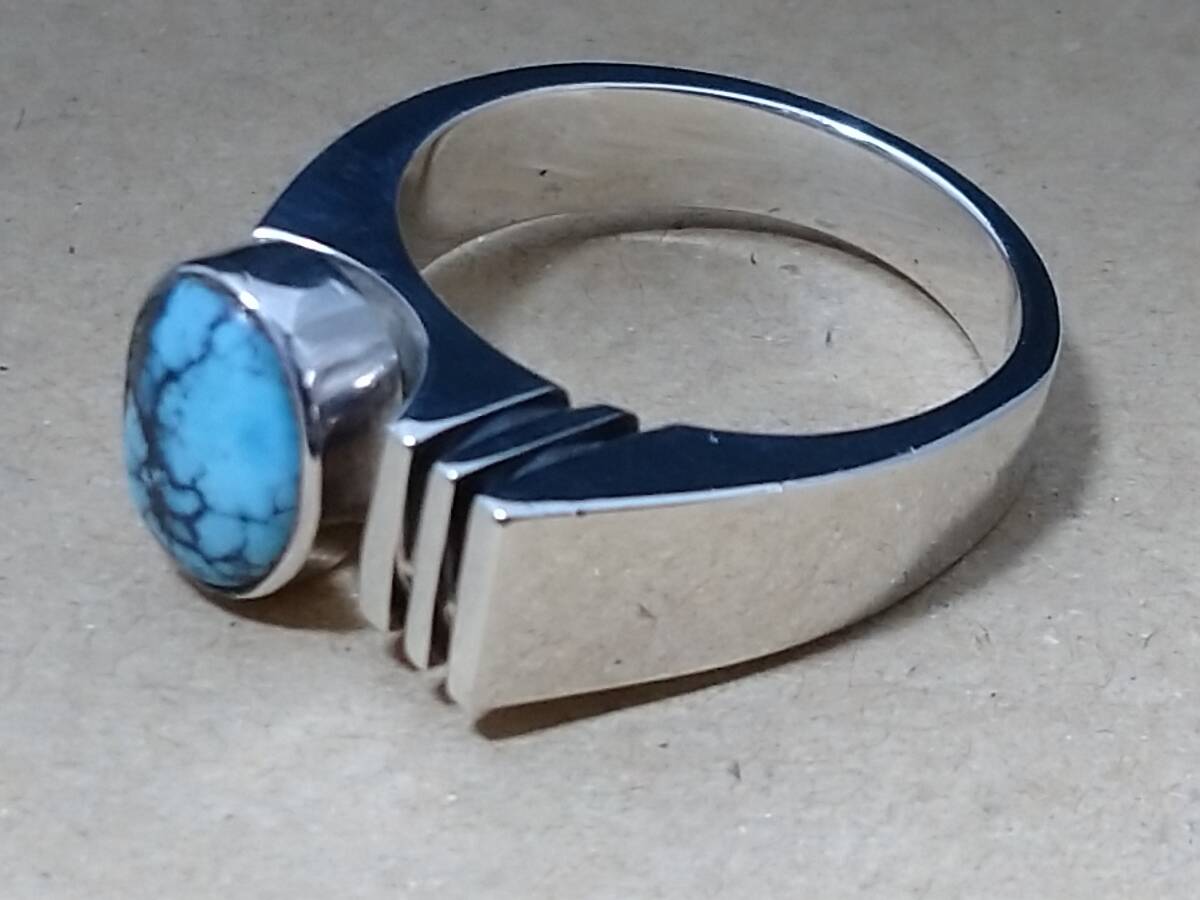 500円スタート！ ナバホ族 turquoise ring ターコイズリング 17.5号 ホピ ズニ イスレタ インディアンジュエリーの画像2