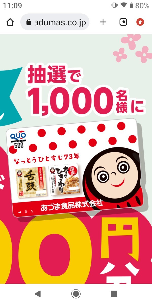 懸賞 オリジナル QUOカード クオカード 応募券 おろしだれ納豆 納豆の里 消印有効 2024年4月30日の画像4