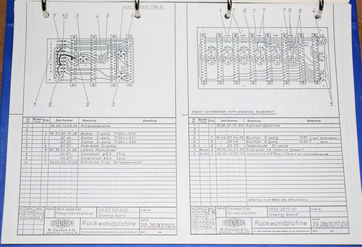 STEENBECK スティーンベック ST 1601 フィルム編集機 使用説明書、技術マニュアル