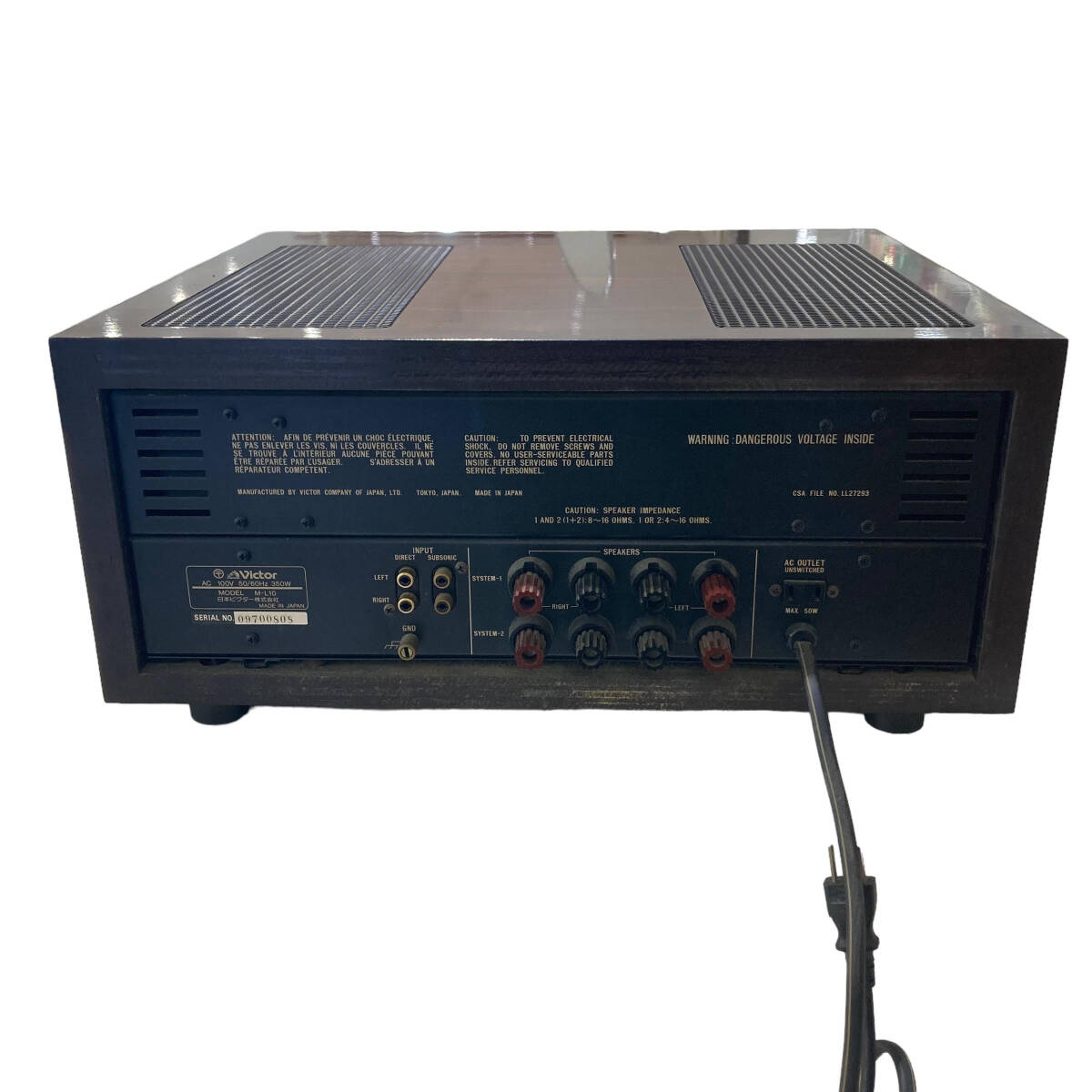 Victor M-L10 ステレオパワーアンプ Laboratoryシリーズ ビクター 通電確認済みの画像3