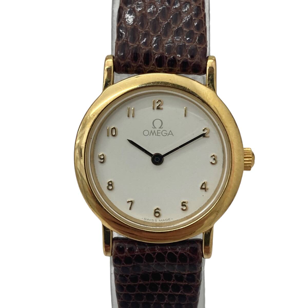 OMEGA オメガ 腕時計 DE VILLE デヴィル 5321 ラウンド クォーツ 約10g レディース ゴールド 不動品 ジャンク デビル ギャランティカード付の画像1