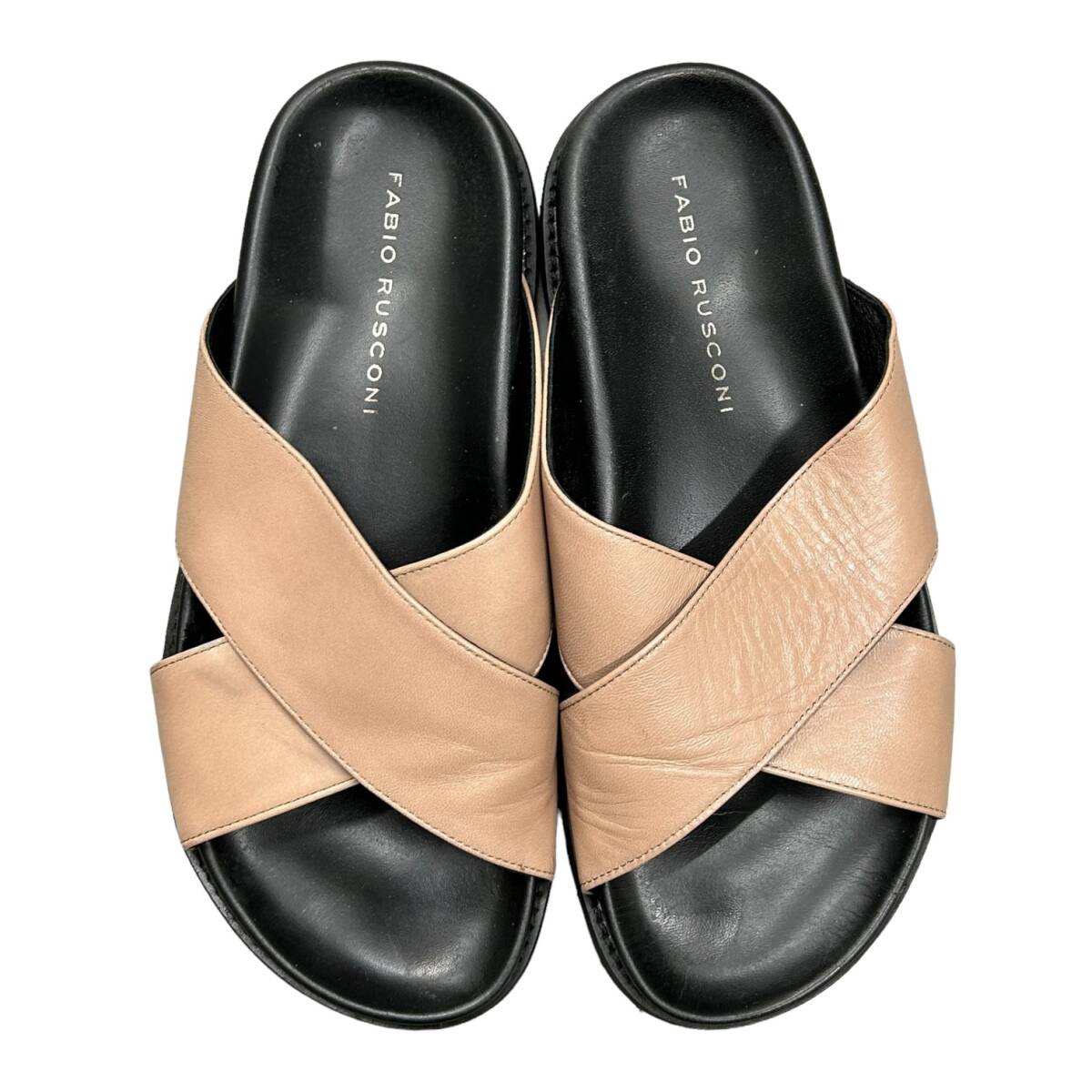 FABIO RUSCONI fabio rusko-ni sandals pink beige Flat sole leather lady's size inscription 37[ used ]