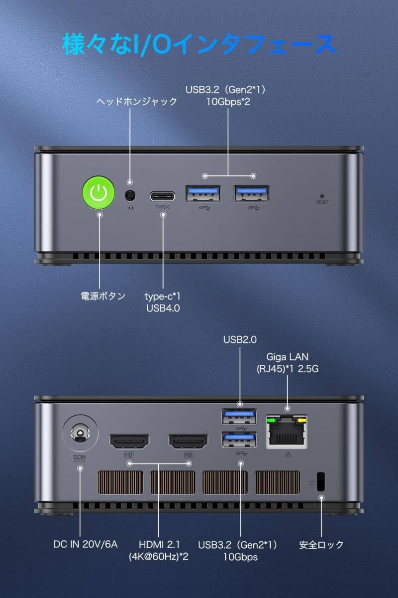 【開封済・未使用】ミニpc GMKtec Mini pc/ AMD Ryzen9 7940HS 32G+1T DDR5 PCIe 4.0 M.2 2280 WiFi6 BT5.2 HDMI 2.0(4K@60Hz)×2 2.5Gbpの画像4