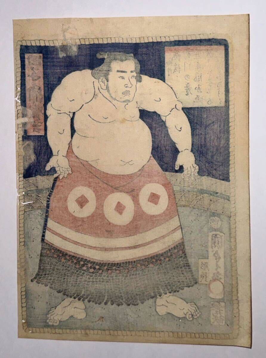 【真作】歌川国貞「相撲 田子浦窟吉」本物 浮世絵 錦絵 木版画