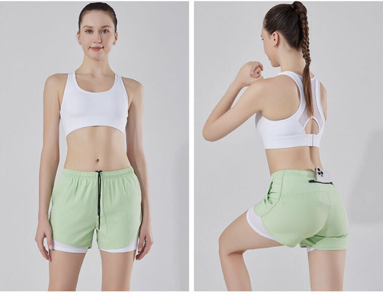  light green L great special price training . sweat speed . inner attaching Lady's for running pants short pants sport woman postage included 