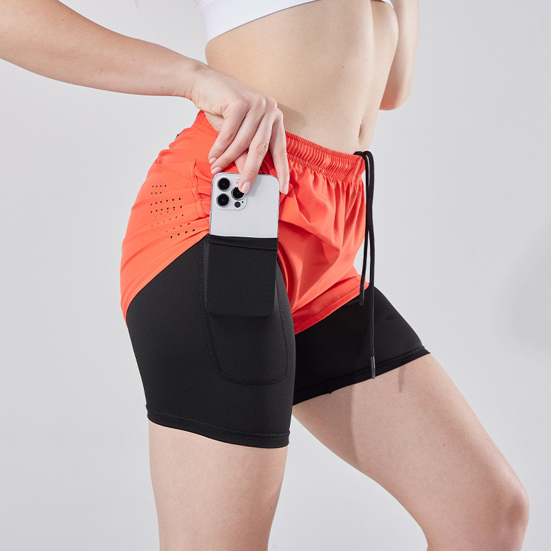 赤色M 大特価トレーニング 吸汗速乾 インナー付き　レディス用　ランニングパンツ ショートパンツ　スポーツ 　女性