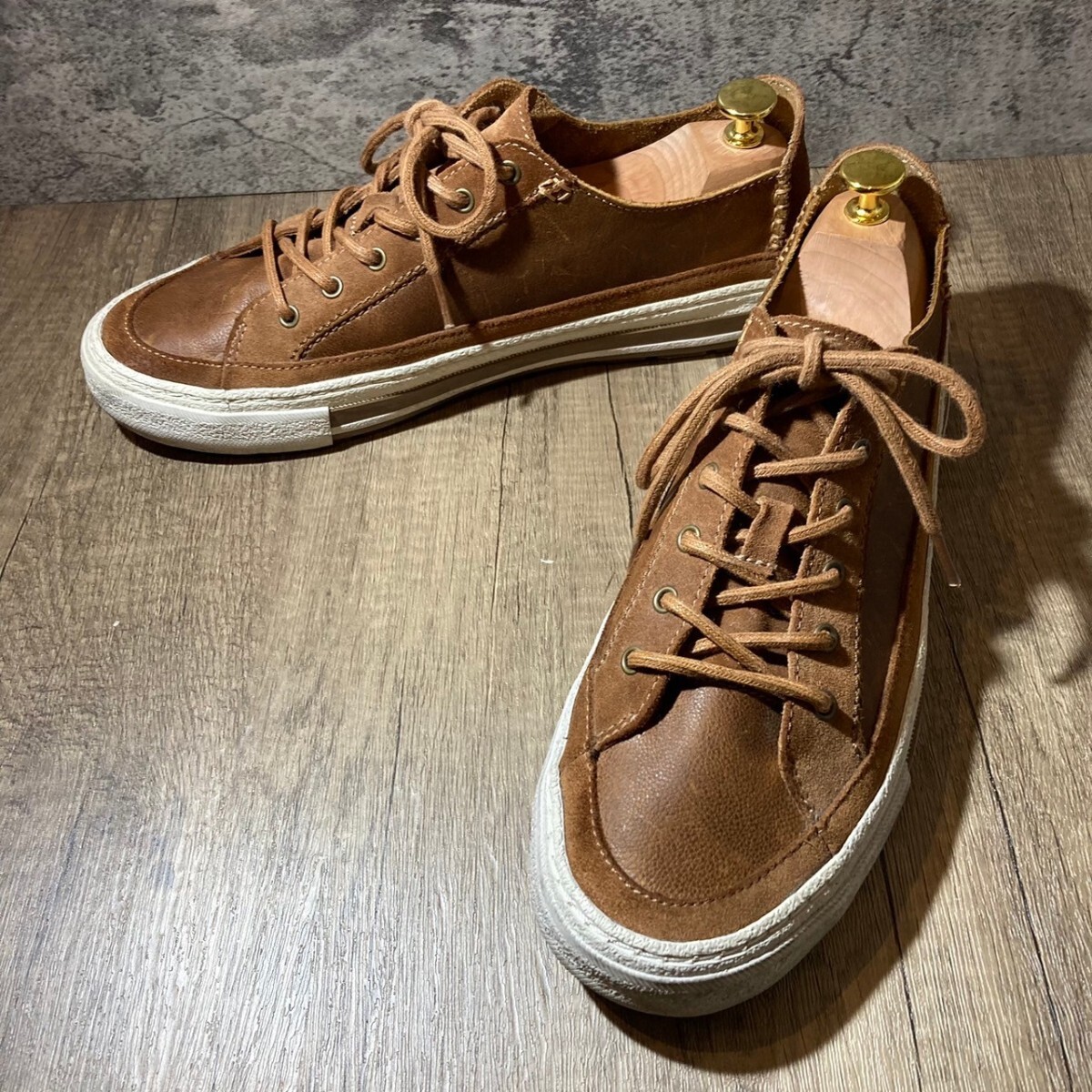 Clarks　クラークス　スニーカー　レザー　ブラウン　茶色　ローカット_画像1