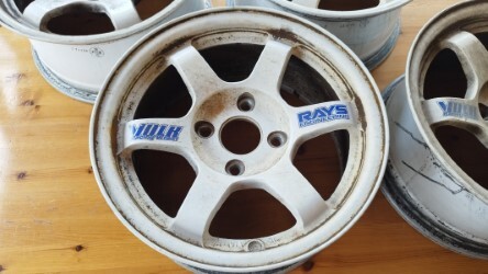 TE37 RAYS VOLK RACING PCD１０８ ６．５J ＋１５ １４インチ 白 ４本 程度悪の画像3