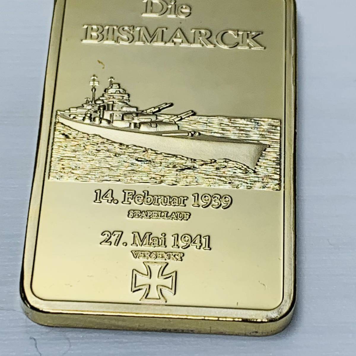 GU15ドイツ記念メダル 戦艦ビスマルク 海軍 幸運コイン 美品 外国硬貨 海外古銭 コレクションコイン 貨幣 重さ約27g_画像3