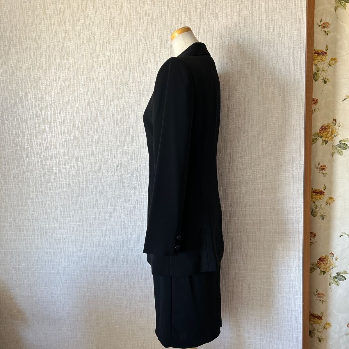 Mireille BRUNEL PARIS# траурный костюм черный формальный #9 номер # жакет & One-piece верх и низ выставить ансамбль чёрный # Rav утечка .-n
