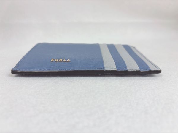  outlet Furla FURLAbabi long BABYLON CASE card-case business card case coin case change purse . leather blue group unused 201122
